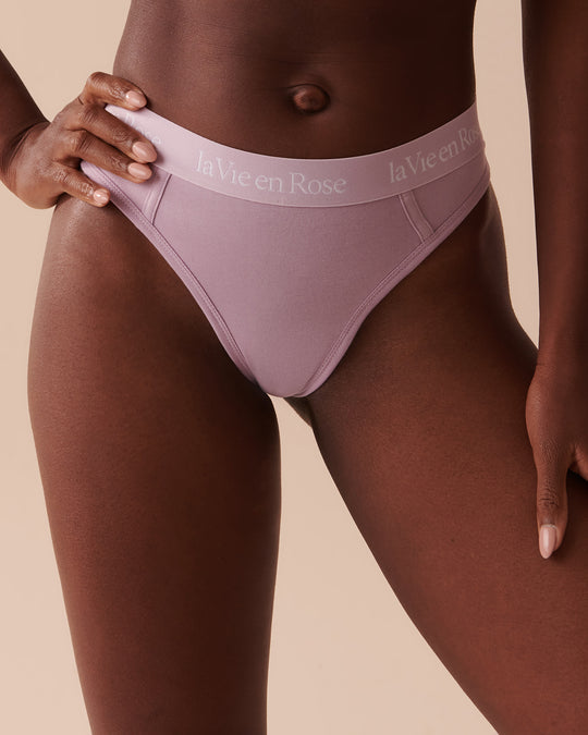 Cotton And Logo Elastic Band Thong Panty