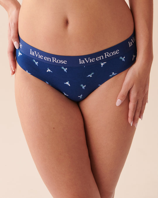 Cotton And Logo Elastic Band Thong Panty