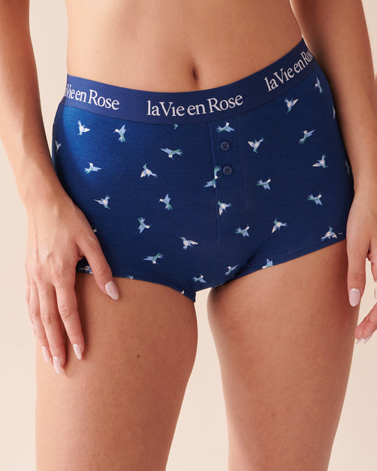 Cotton And Logo Elastic Band High Waist Boyleg Panty