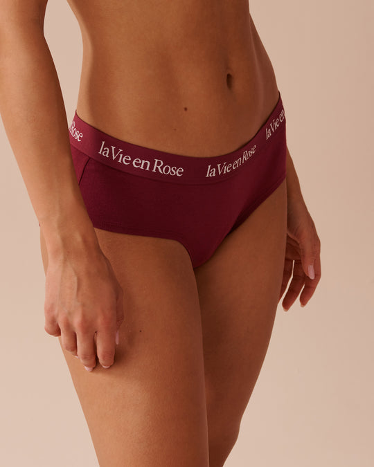Cotton and Logo Elastic Band Hiphugger Panty