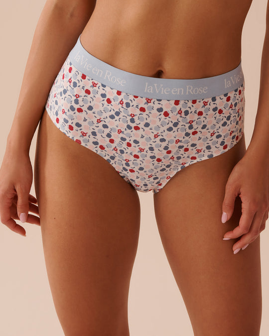 Cotton and Logo Elastic Band High Waist Bikini Panty
