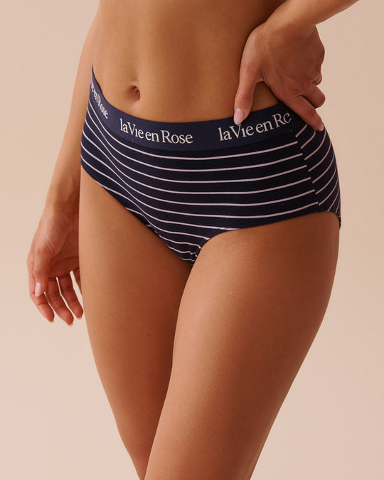 Cotton and Logo Elastic Band High Waist Bikini Panty