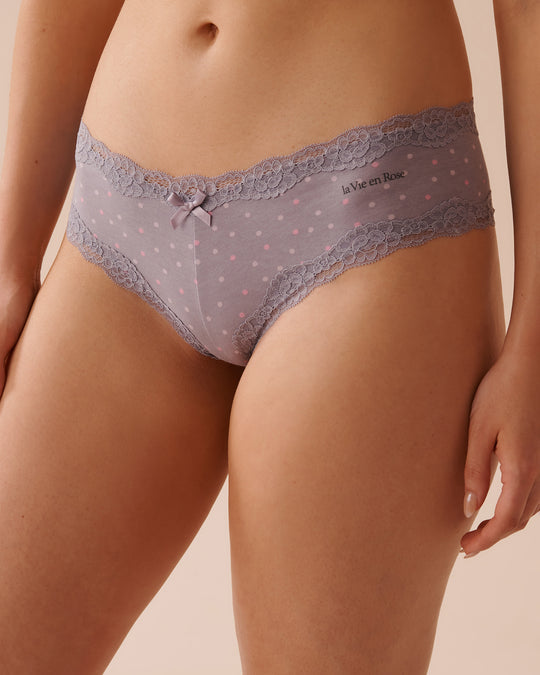 Cotton and Lace Trim Cheeky Panty