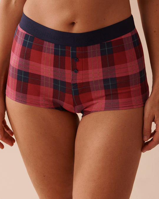 Cotton and Logo Elastic Band High Waist Boyleg Panty