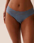Lace Trim Ribbed Bikini Panty