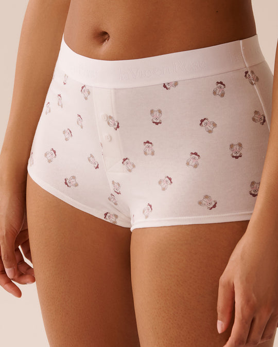 Cotton and Logo Elastic Band High Waist Boyleg Panty