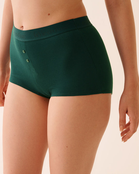 Cotton and Logo Elastic Band High Waist Boyleg Panty