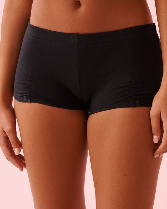 Bow & Ruched Cotton Boyshort Panty