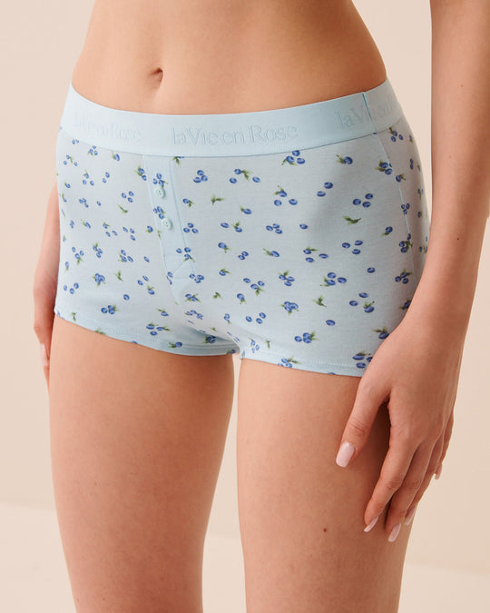 Cotton and Logo Elastic Band High Waist Boyshort Panty