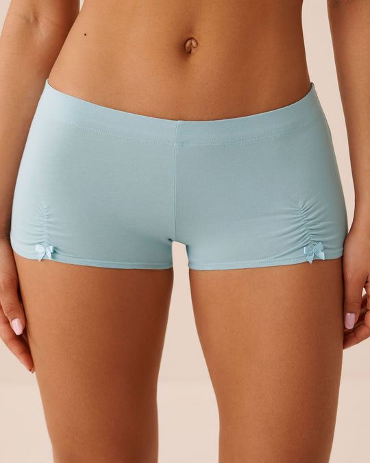 Bow & Ruched Cotton Boyshort Panty