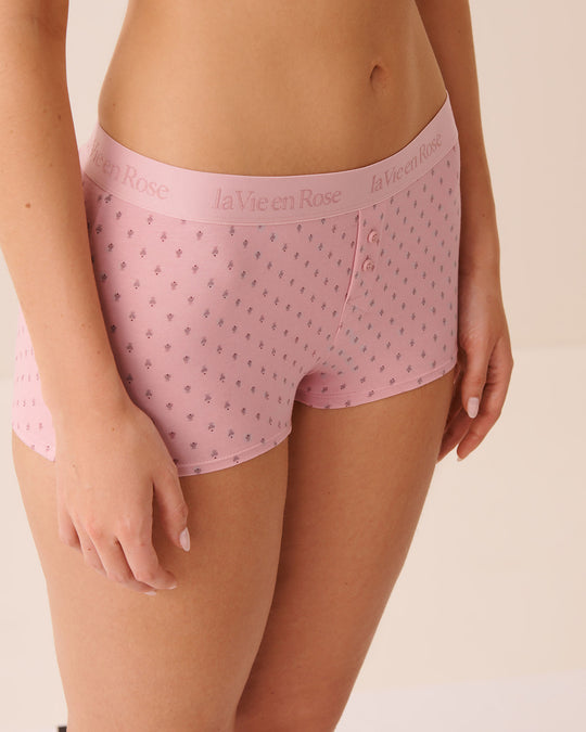 Cotton and Logo Elastic Band High Waist Boyshort Panty