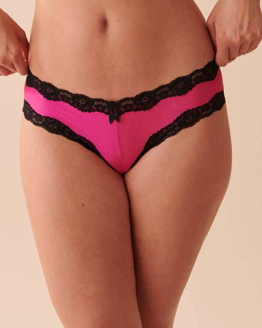 Microfiber And Lace Trim Cheeky Panty