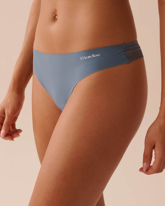 Microfiber and Lace Back Thong Panty