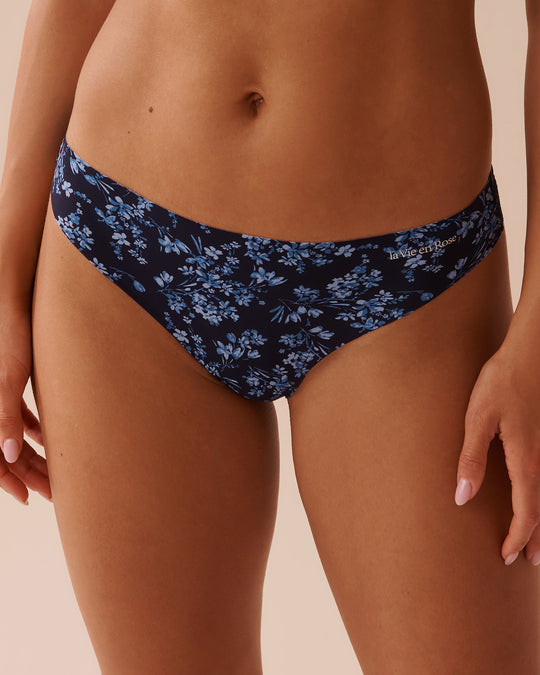 Microfiber and Lace Back Thong Panty