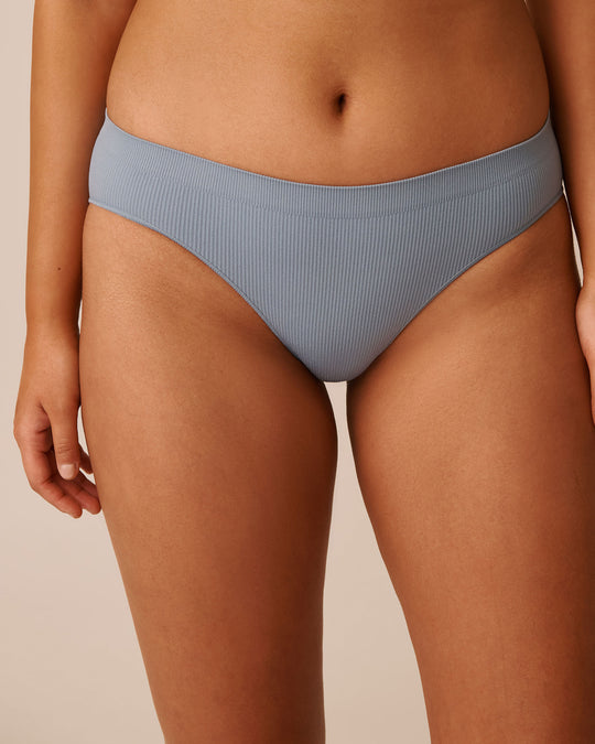 سروال بيكيني مضلع من قماش سلس