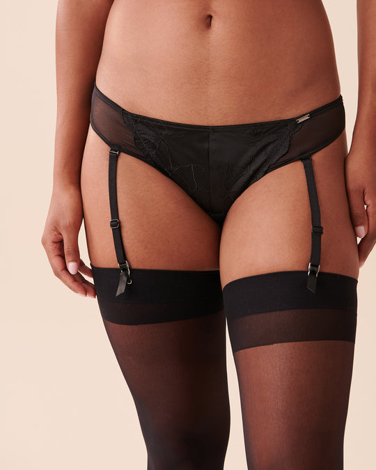 Satin And Mesh Thong Panty