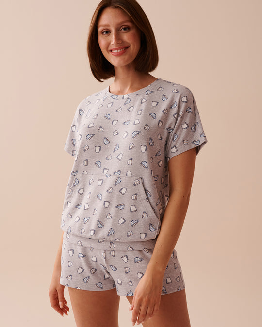 Coffee Cup Print Recycled Fibers T-shirt