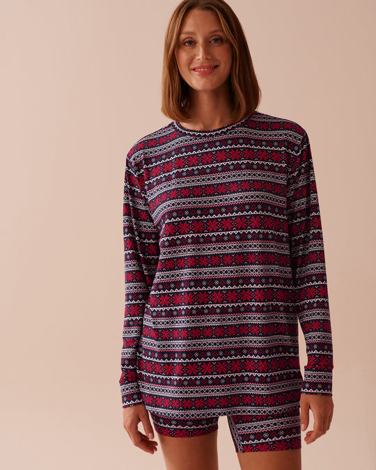 Fair Isle Print Super Soft Long Sleeve Shirt | La Vie en Rose KSA