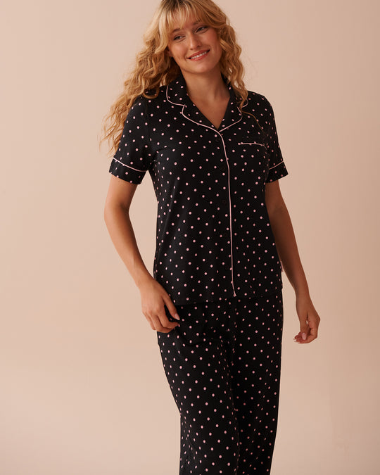 قميص بأكمام قصيرة وأزرار بقطن