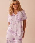 Lilac Rose Print Super Soft Button-down Shirt | La Vie en Rose KSA