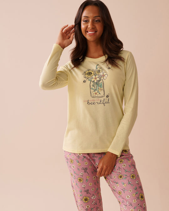Bee Print Cotton Long Sleeve Shirt | La Vie en Rose KSA