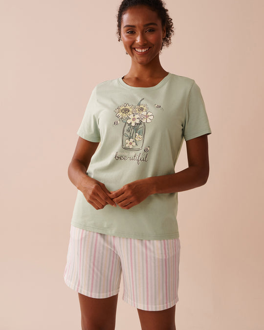 Bee Print Cotton Crew Neck T-shirt | La Vie en Rose KSA