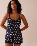 Lemon Print Lace Trim Ribbed Jersey Cami| La Vie En Rose KSA