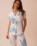 Hydrangea Print Super Soft Button-down Shirt| La Vie En Rose KSA