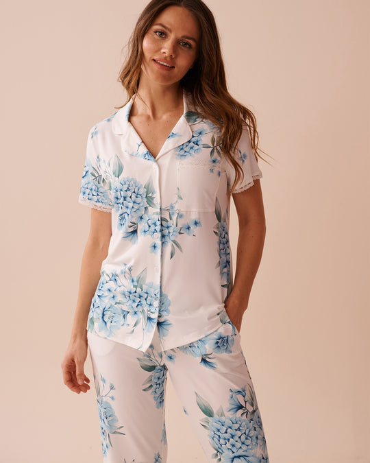 Hydrangea Print Super Soft Button-down Shirt| La Vie En Rose KSA