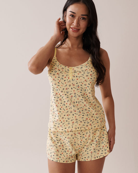 Ditsy Floral Print Ribbed Cami| La Vie En Rose KSA