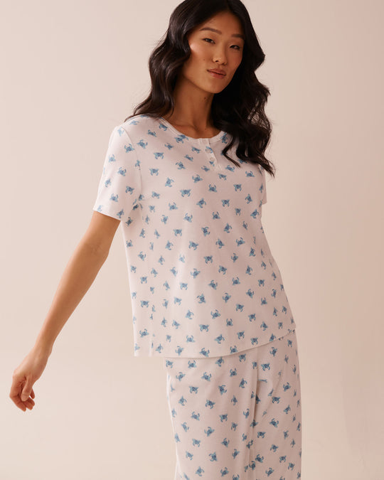 Crab Print Ribbed T-shirt