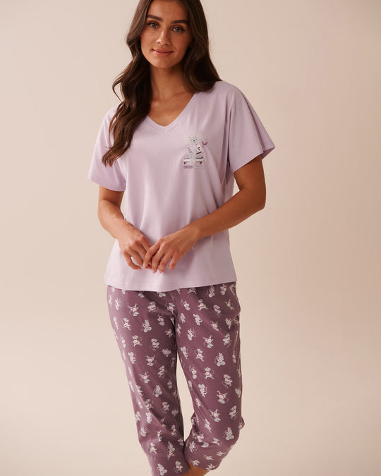 تيشيرت قطني بياقة V بطبعة فأر