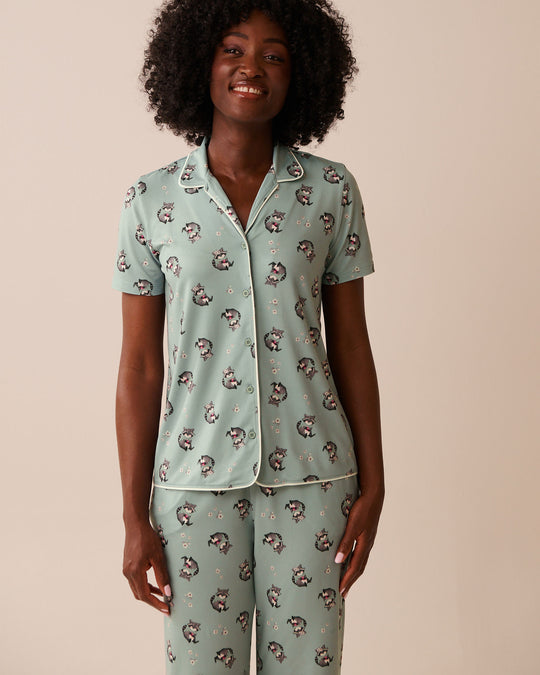 Raccoon Print Super Soft Button-down Shirt