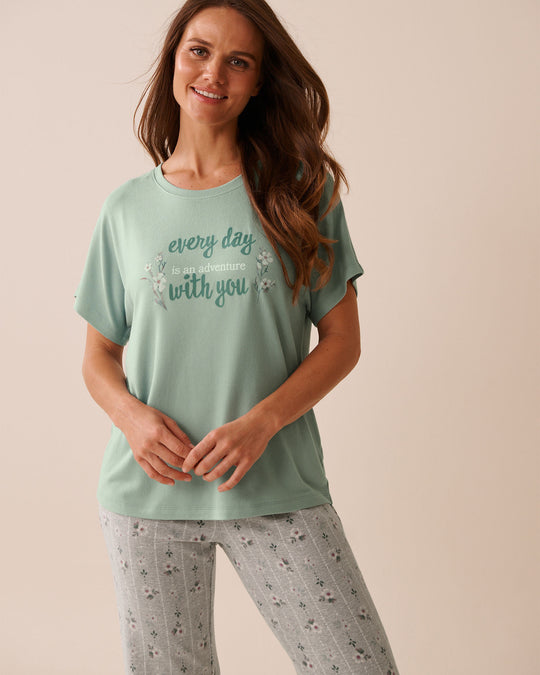 Floral Print Recycled Fibers Crew Neck T-shirt