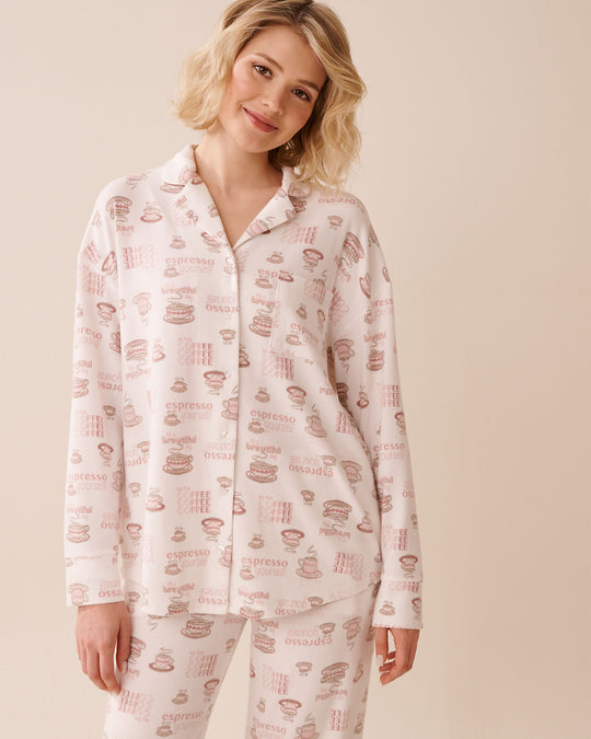 Espresso Print Recycled Fibers Button-down Shirt