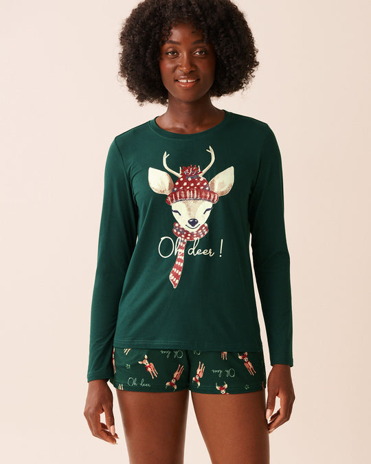 قميص بأكمام طويلة ناعم جدًا بطبعة غزال