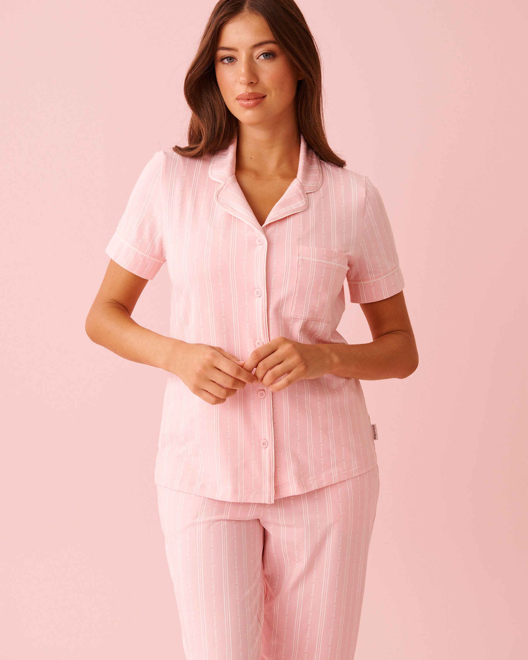 Cotton Short Sleeve Button-down Shirt | La Vie en Rose KSA