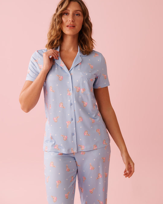 Bunny Print Super Soft Button-down Shirt