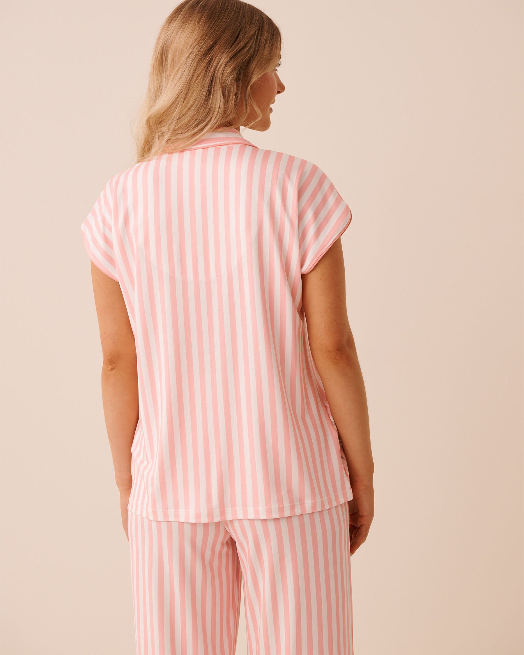 Floral Stripe Print Super Soft Button-down Shirt la Vie en Rose