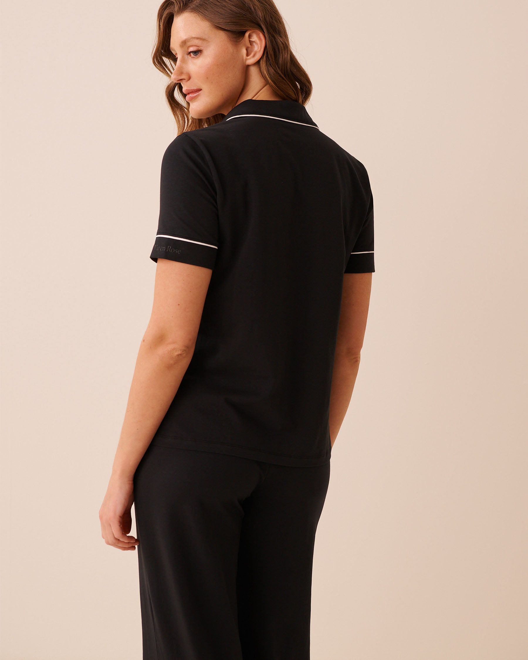 Cotton Short Sleeve Button-down Shirt la Vie en Rose