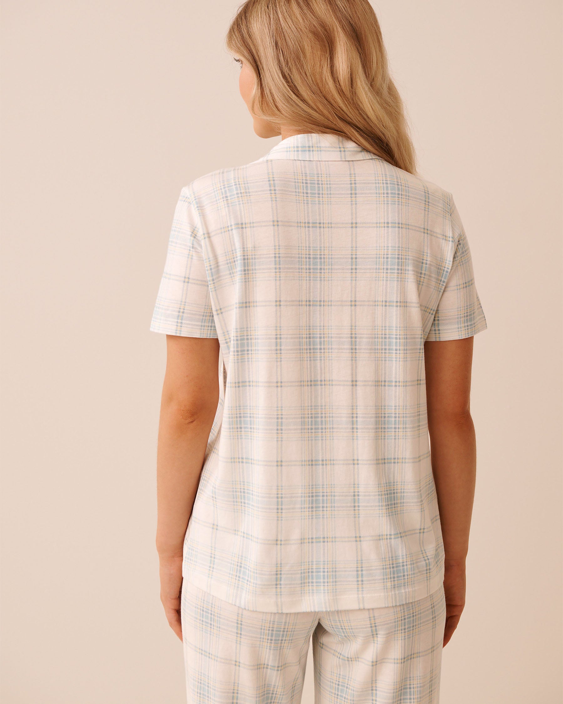 Blue Plaid Print Button-down Shirt la Vie en Rose