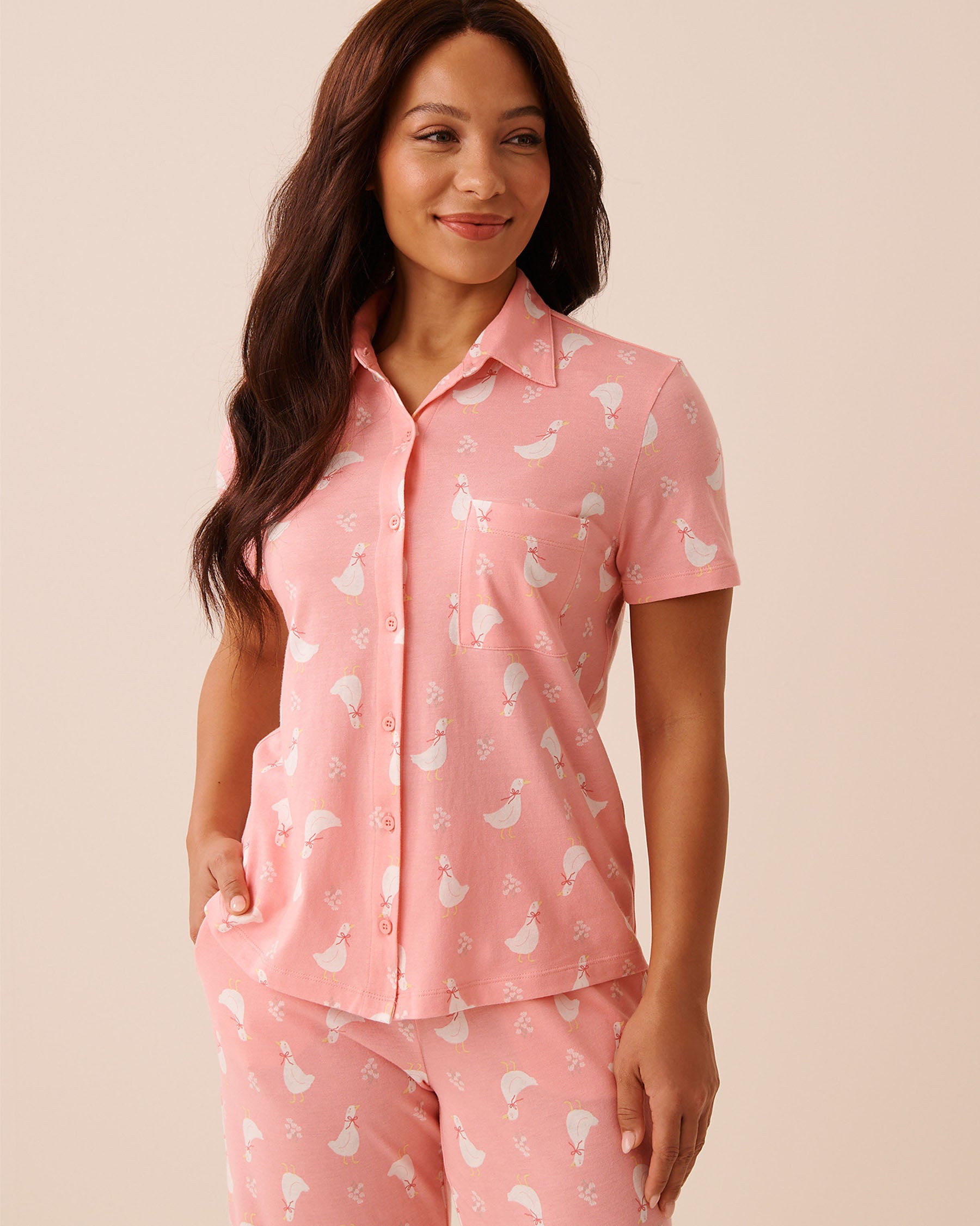 Goose Print Button-down Shirt | La Vie en Rose KSA