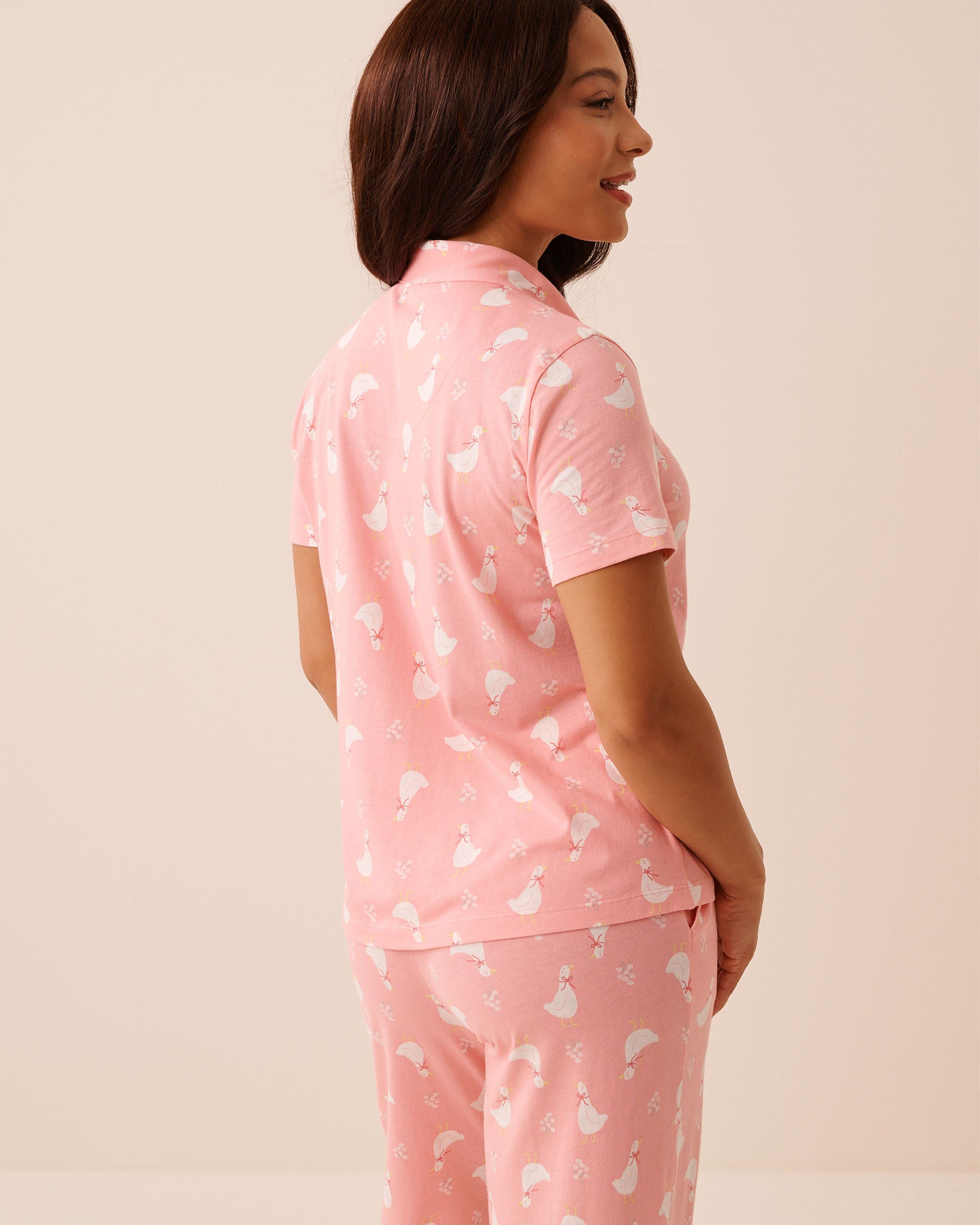 Goose Print Button-down Shirt la Vie en Rose