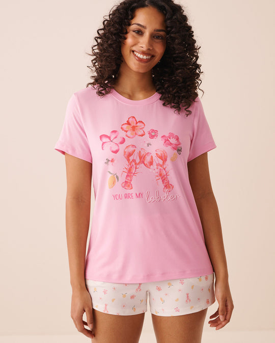 Lobster Floral Print Super Soft T-shirt