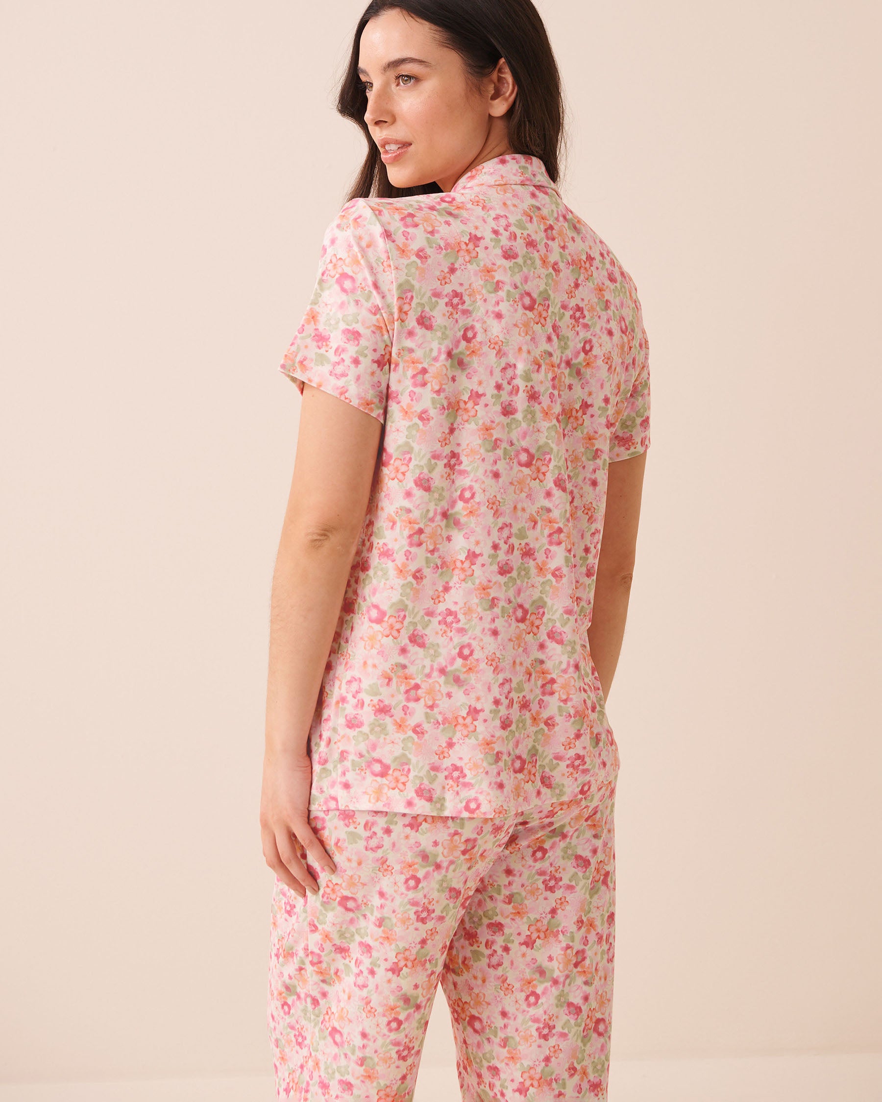 Watercolour Floral Print Super Soft Button-down Shirt la Vie en Rose