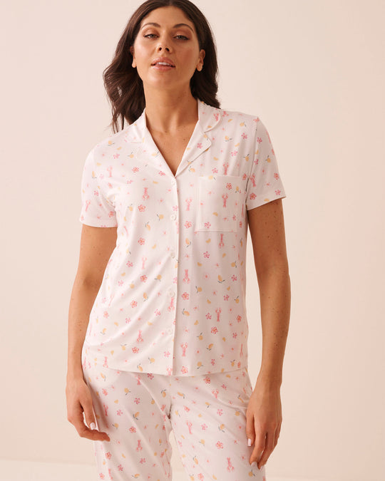 Lobster Floral Print Super Soft Button-down Shirt