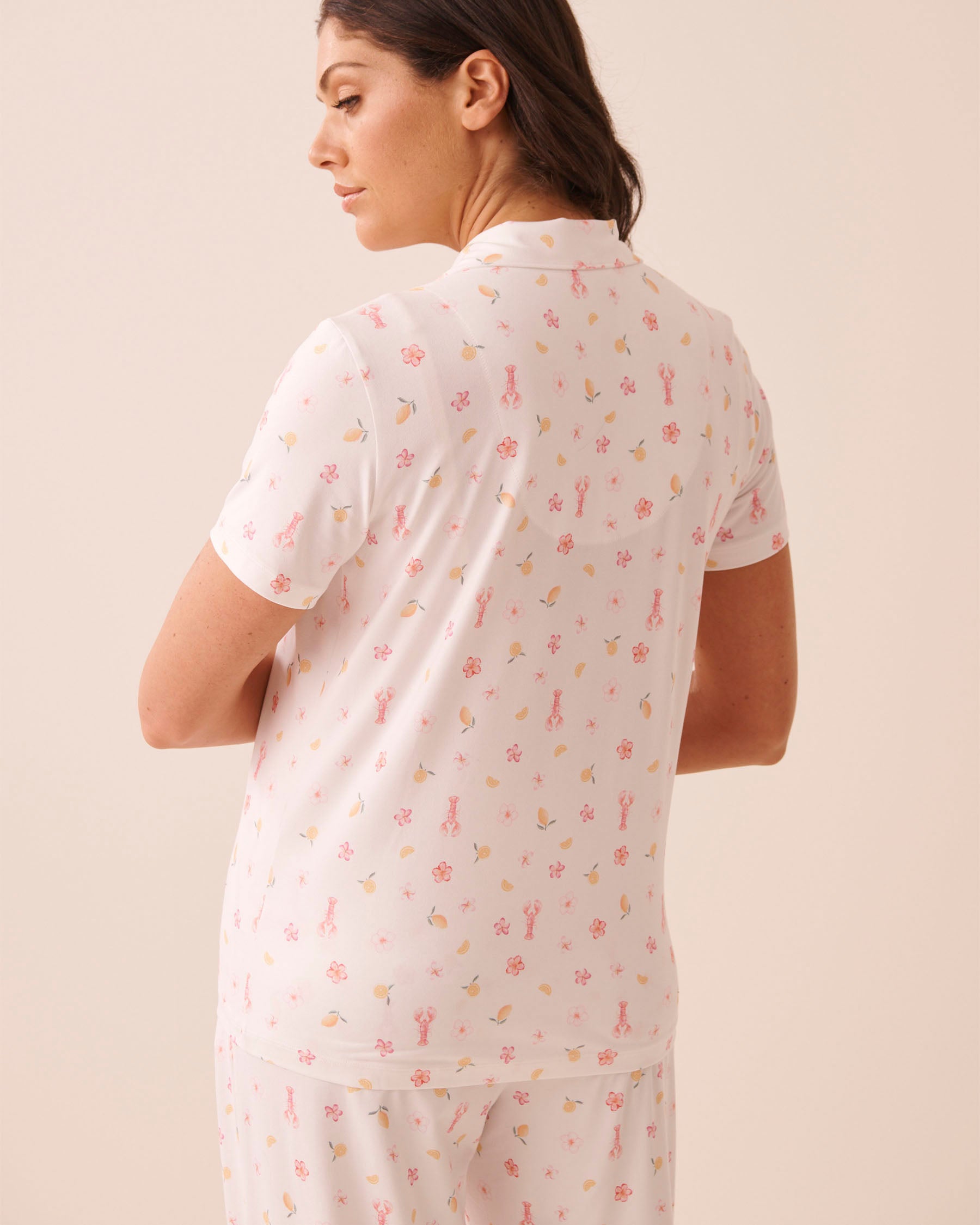 Lobster Floral Print Super Soft Button-down Shirt la Vie en Rose