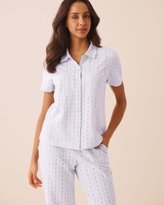 Cotton Eyelet Button-down Shirt