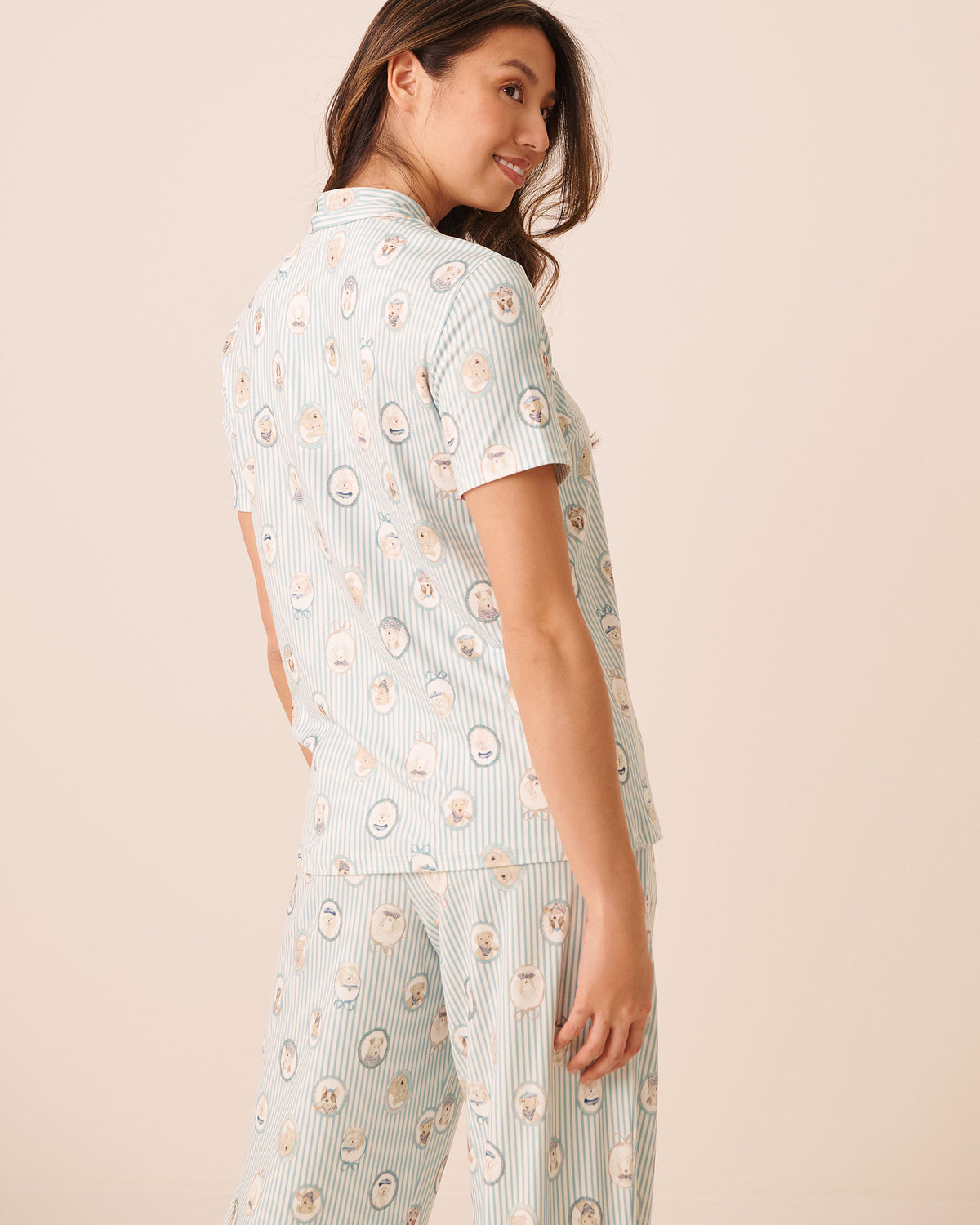 Parisian Dogs Print Super Soft Short Sleeve Button-down Shirt AW26