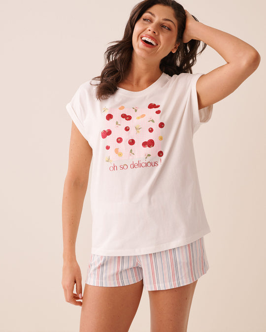 Tomato Print Cotton Short Sleeve T-shirt